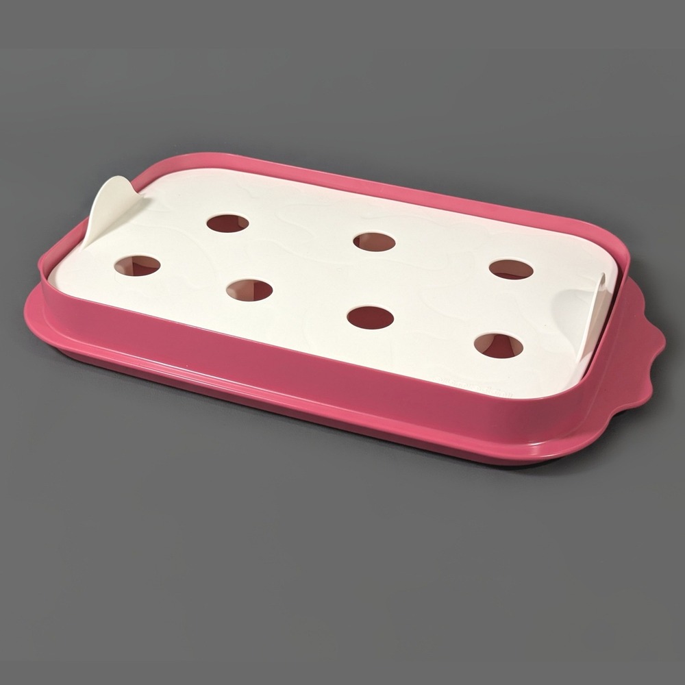 Tupperware Animal Cookie Cutter Sheet Pink Tray White 8 Shapes 2533A-2 USA